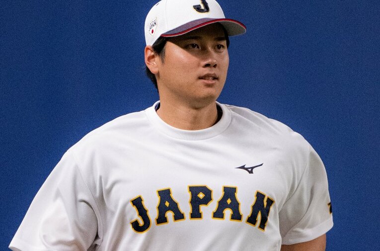 侍ジャパンの練習での大谷翔平。その肉体は、この数年間で驚くほどの進化を遂げた　©Nanae Suzuki