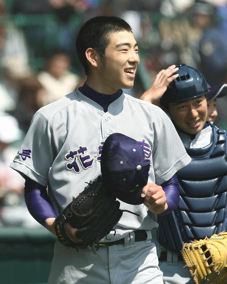 花巻東高時代の菊池雄星（2009年撮影）。2018年大会までは花巻東も丸刈りだった　©JIJI PRESS