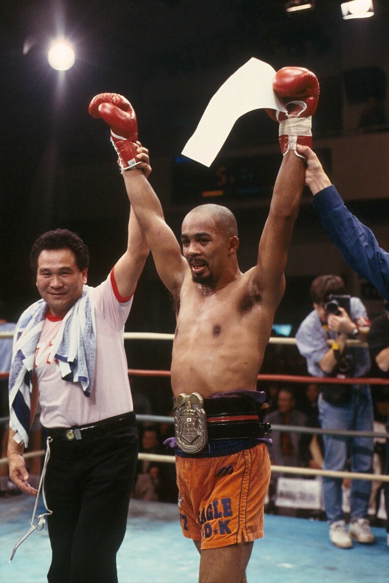 1987年12月14日、大和武士に勝利した大和田正春　©︎BBM