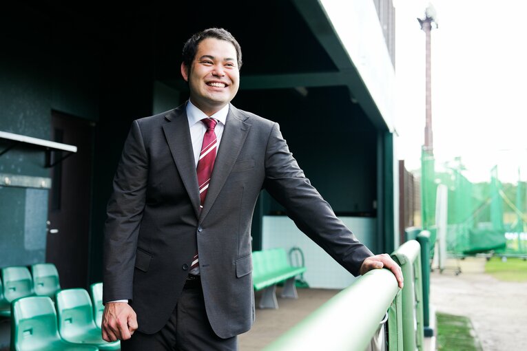 現在の岩見さん。今年から楽天スカウトに（2023年撮影）　©Rakuten Eagles