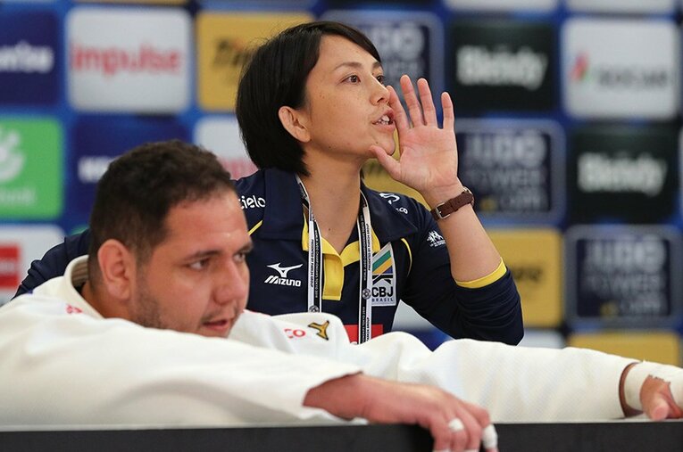 2019年、世界柔道での藤井裕子さん。指導者として、3児の母としてブラジルでの12年間を充実して過ごした ／ photograph by JIJI PRESS