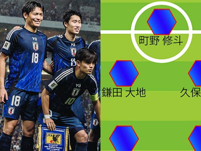 日本代表のW杯スタメン予想「膝スラやな！」仲良し久保建英＆鎌田大地に「今では信じられんわ」ドイツで開眼25歳の3トップを推したい＜Number Web＞ photograph by Kiichi Matsumoto
