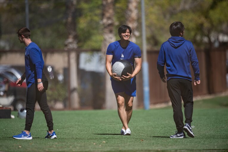 ドジャースのスプリングキャンプ、大谷翔平のトレーニング風景　©Nanae Suzuki