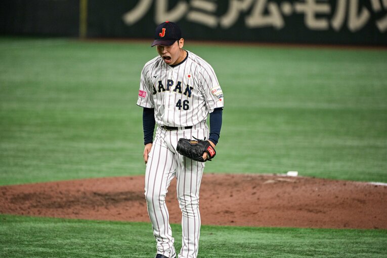 プレミア12決勝戦、ピンチをしのいで吼える藤平尚真　©Nanae Suzuki