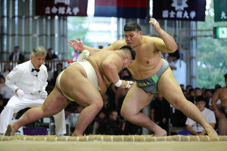 2019年、日体大1年時の大の里（中村泰輝）　©JIJI PRESS