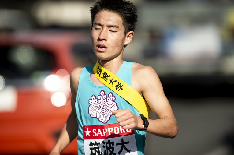 2020年箱根駅伝4区の筑波大・大土手嵩　©Yuki Suenaga