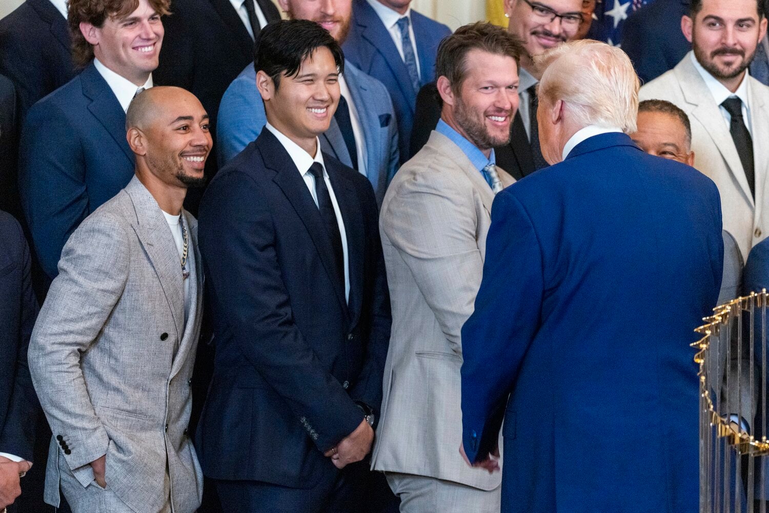 大谷に語り掛けるトランプ大統領　©JIJI PRESS