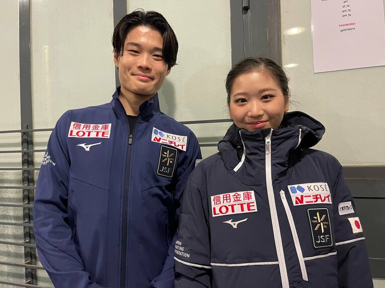 田中梓沙＆西山真瑚組。シニア国際大会初出場となったゴールデンスピン杯にて撮影　©Akiko Tamura