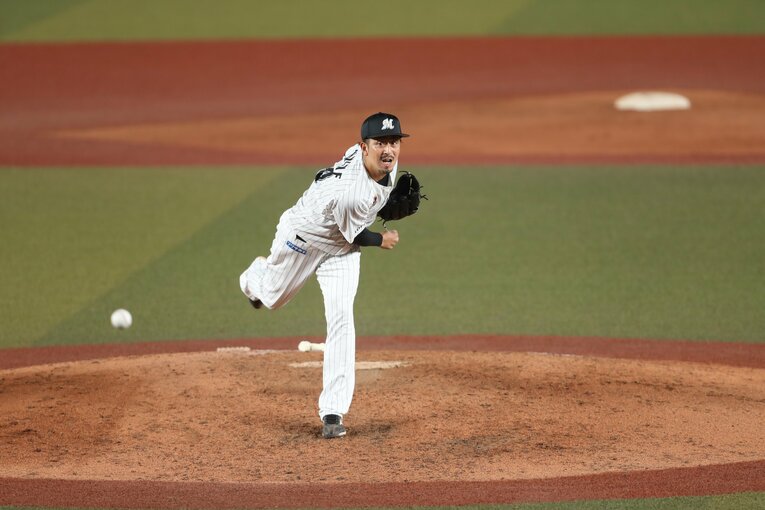 現役時代の大嶺　©︎Chiba Lotte Marines