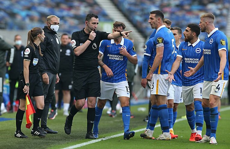 マンチェスター・U戦のブライトンはラストでVARに泣いた(c)Getty Images