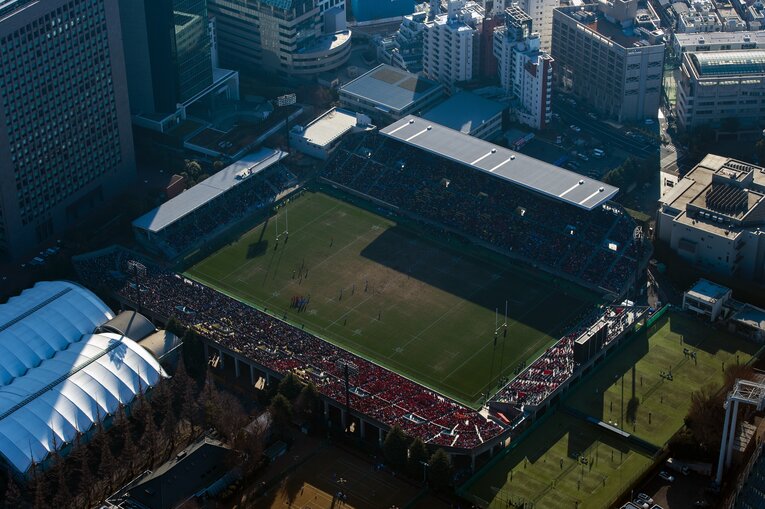 第52回全国大学ラグビー選手権大会決勝・帝京大vs.東海大の空撮　©Takuya Sugiyama