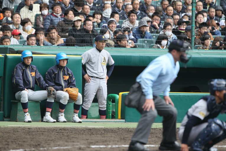 2016年センバツは敦賀気比を相手に0対1で敗れ、初戦敗退　©Ryuki Matsuhashi