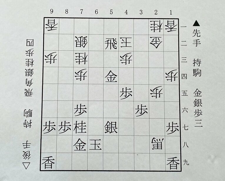 第1図は▲5二飛まで（下側の先手は村山、上側の後手は田丸）