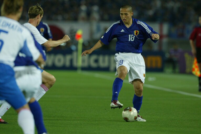 フランス大会から4年後、日韓W杯で小野は主力として初のベスト16進出に貢献した　©Sports Graphic Number/JMPA