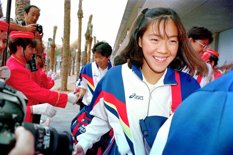 バルセロナ五輪に出場し、大きな注目を集めた千葉すず【スワイプするとそのほかの写真もご覧になれます】　©JIJI PRESS