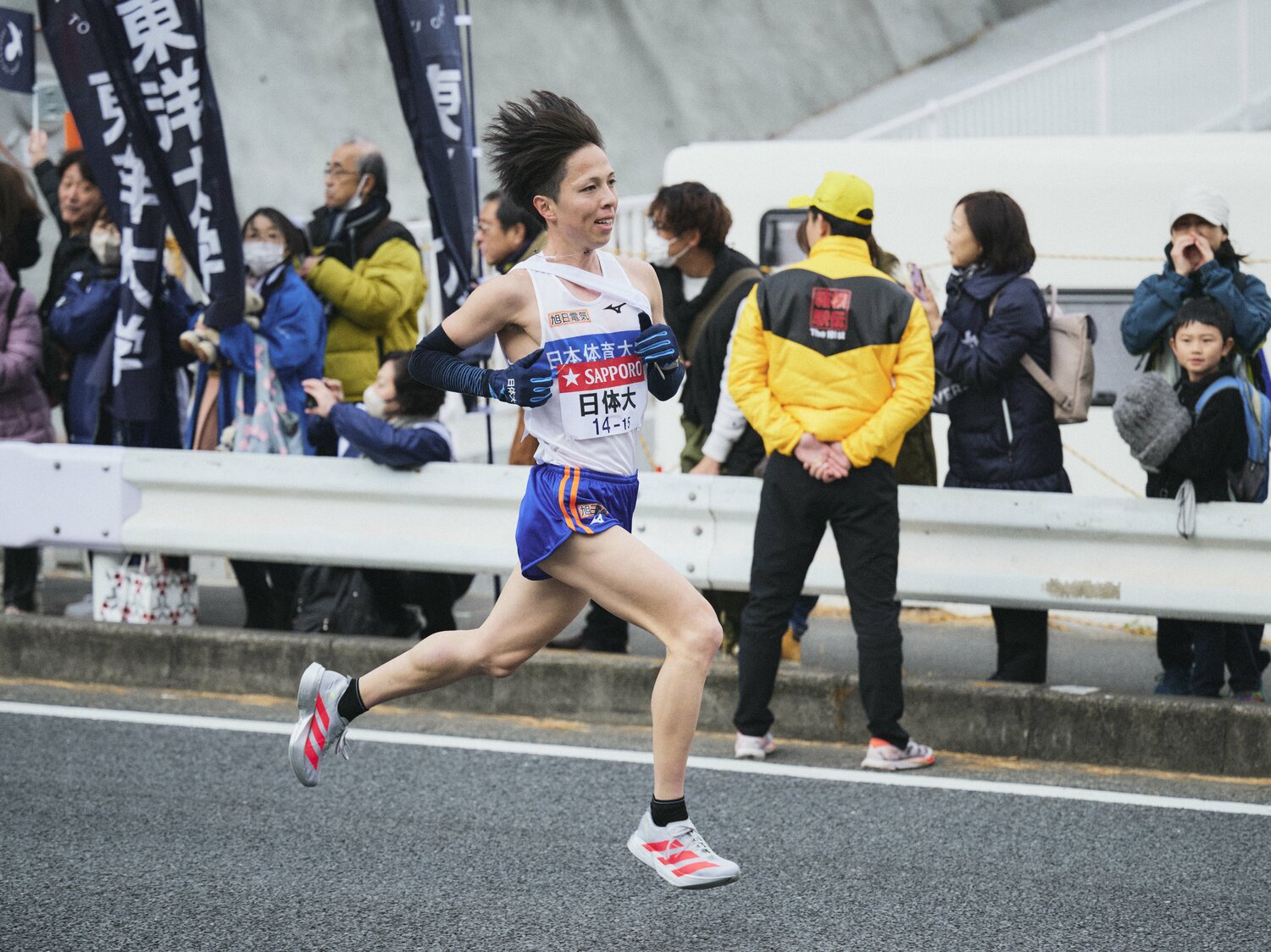 自身4年連続出場の分須尊紀（日体大）は、主将として大学の77回連続箱根出場を牽引　©Yuki Suenaga