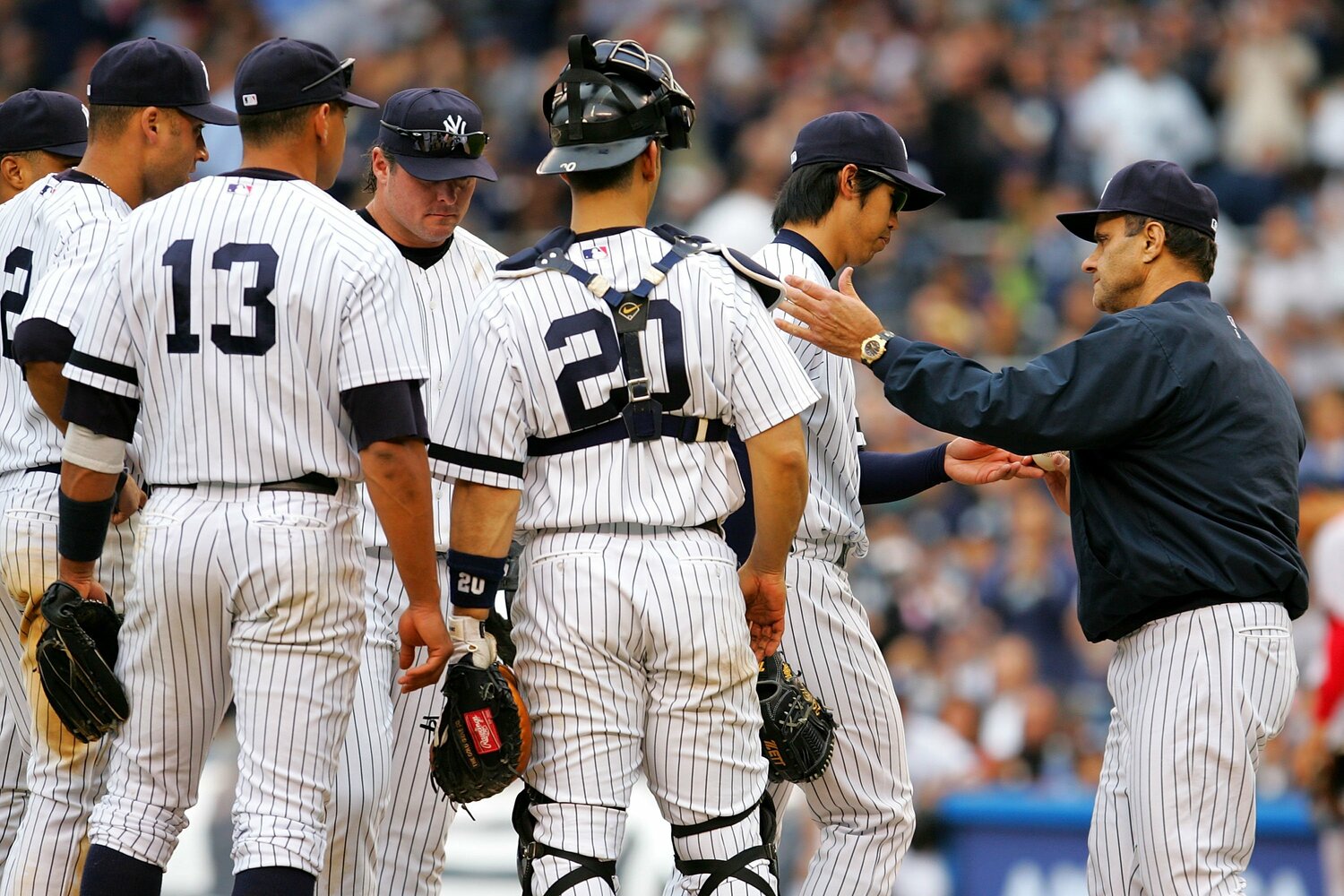 2007年、当時ヤンキース監督のトーリ監督らと　©Getty Images