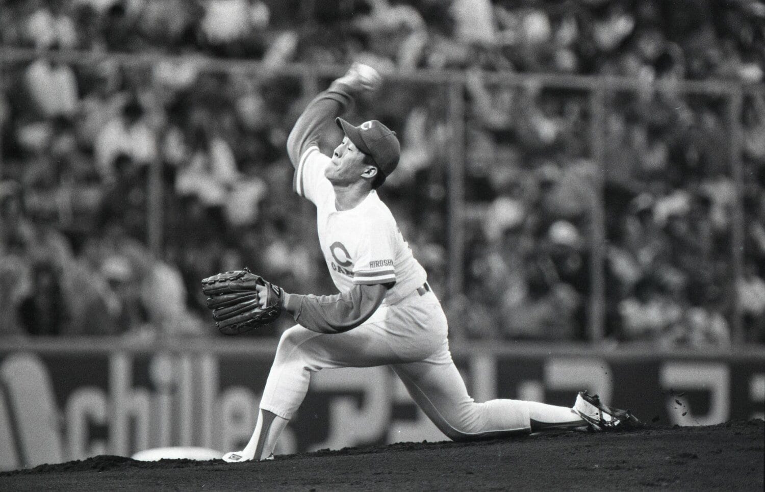 1991年10月13日、阪神戦の実際の投球。佐々岡は7回無失点の好投で、セ・リーグ優勝に貢献した ©JIJI PRESS