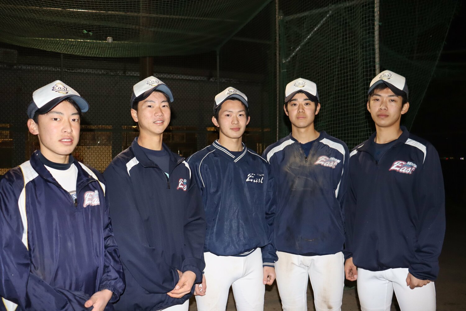 仙台東の選手たち。左から大洞晶平、菊地椋太、菊地颯、有銘孝太朗、野村亮佑　©Genki Taguchi