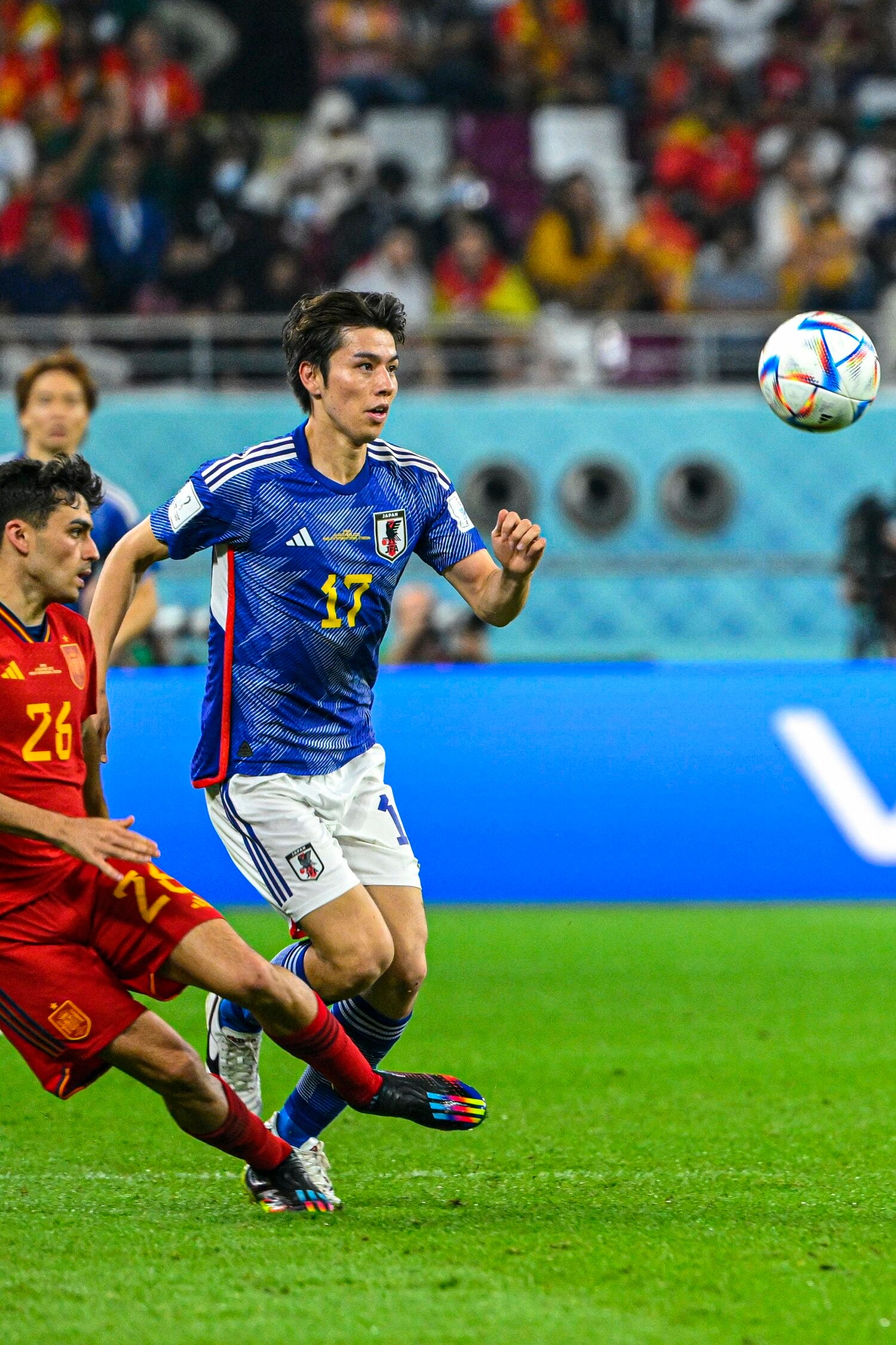 カタールW杯スペイン戦での田中碧　©Takuya Sugiyama/JMPA
