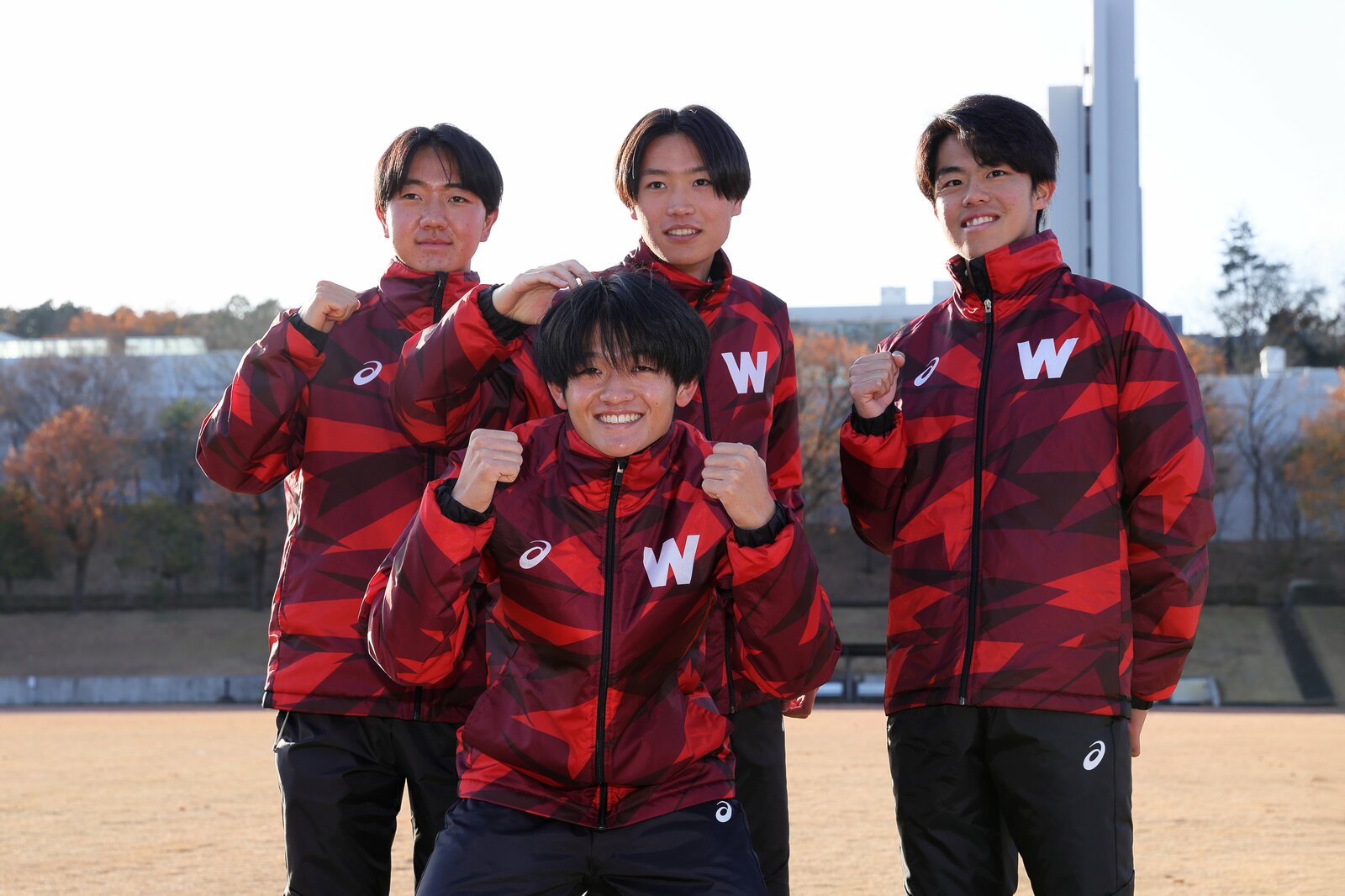 箱根駅伝エントリーメンバーに入った1年生4名 photograph by Shigeki Yamamoto