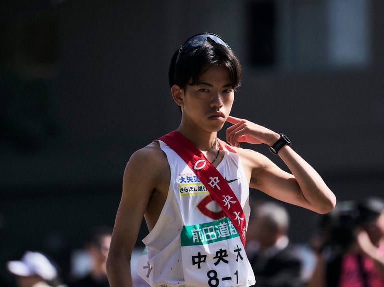 1区を務めた優勝候補の筆頭・中大の岡田は会心の区間賞だったが…　©Yuki Suenaga