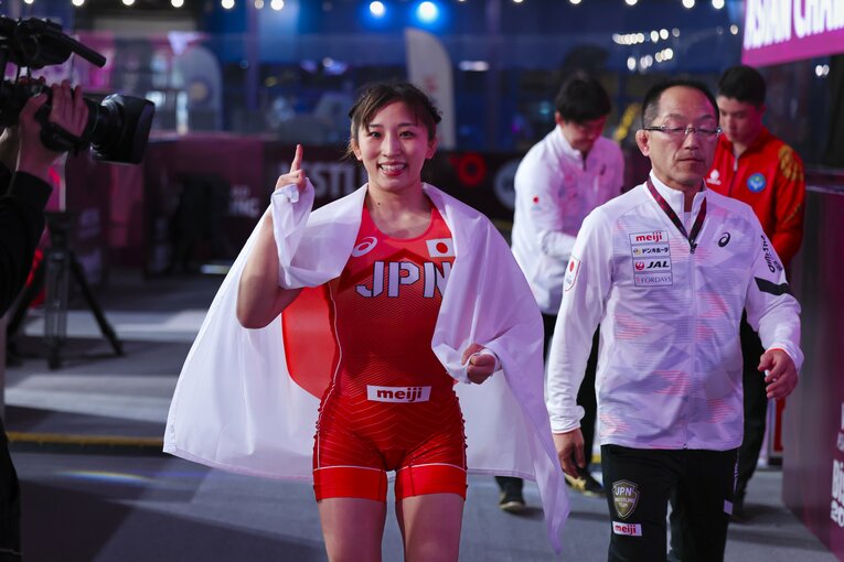 2024年4月のアジア選手権。須崎優衣は国際大会で無敵を誇っていた　©Getty Images