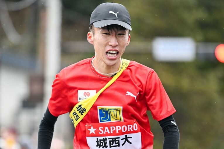 雨中の5区で昨年に続いて区間新記録をマークし、大会MVPに輝いた“山の妖精”こと山本唯翔　 ／ photograph by Nanae Suzuki