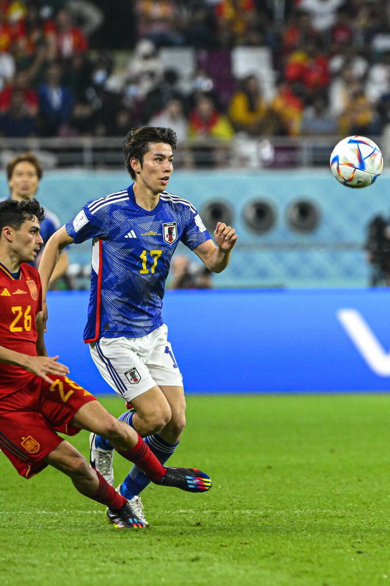 カタールW杯スペイン戦での田中碧　©Takuya Sugiyama/JMPA