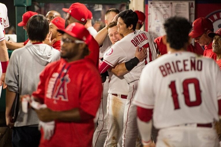 【未公開ショット多数！エンゼルス時代の秘蔵愛されショット】2018年の初々しい大谷（当時24歳） ／ photograph by Nanae Suzuki