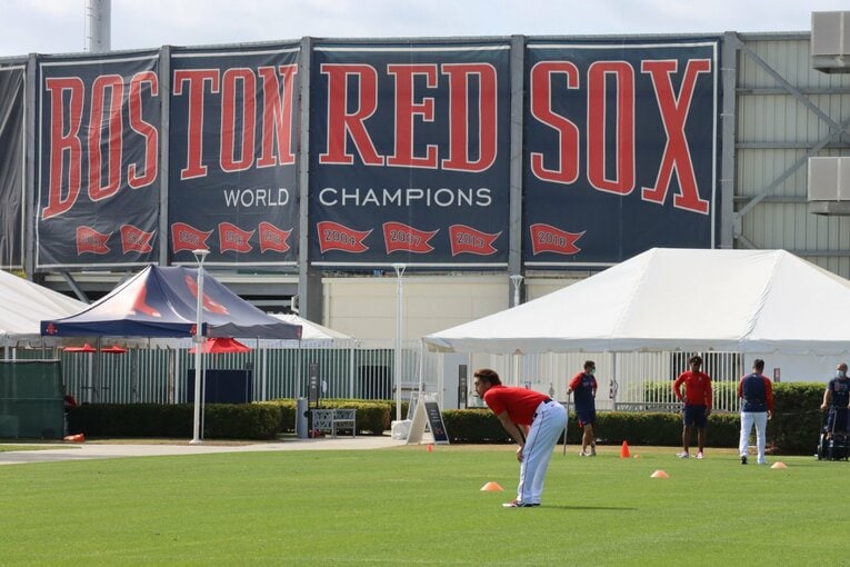 レッドソックス時代、調整する澤村　©Yuki Yamada　