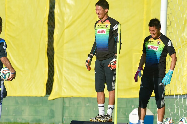 2014年ブラジル大会で初のW杯メンバー入り。しかし、川島と西川に次ぐ控えの立場だった　©︎JMPA
