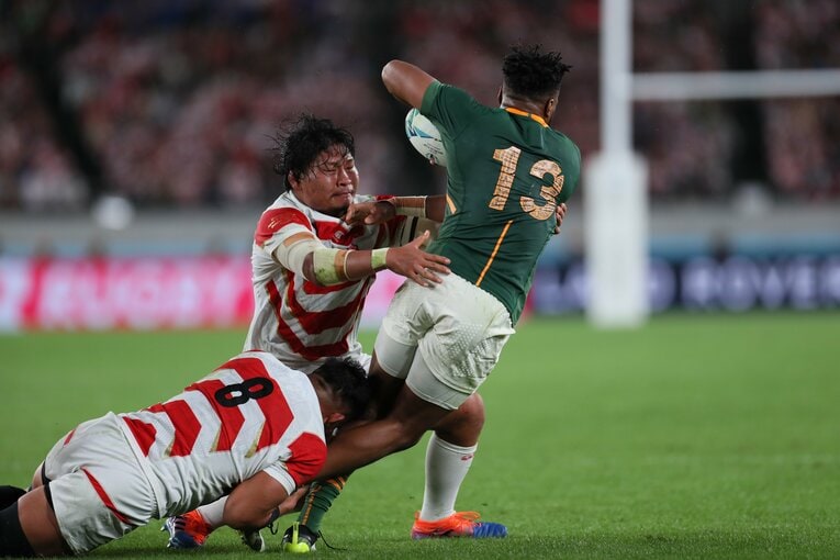 2019年ラグビーW杯、稲垣啓太と姫野和樹の渾身タックルでも息遣いが……©Naoya Sanuki