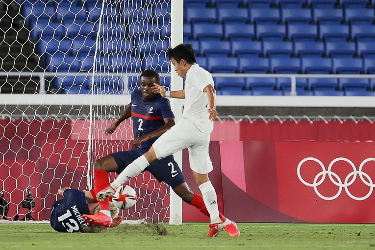 フランス戦での久保の先制ゴール©AFP/AFLO