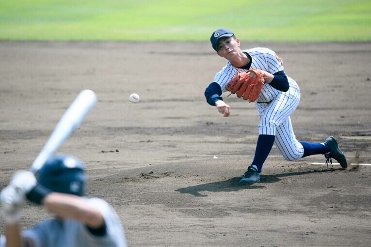 【大船渡ー花巻東／2019年岩手大会決勝】佐々木朗希に代わって先発した柴田貴広さん【スワイプするとそのほかの写真もご覧になれます】　©Asami Enomoto