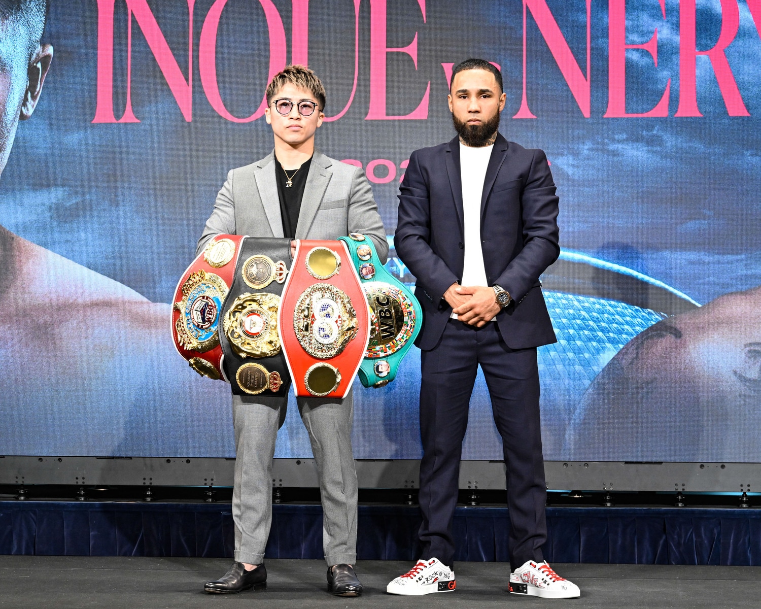 会見で顔を合わせた井上尚弥とルイス・ネリ　©︎Hiroaki Yamaguchi