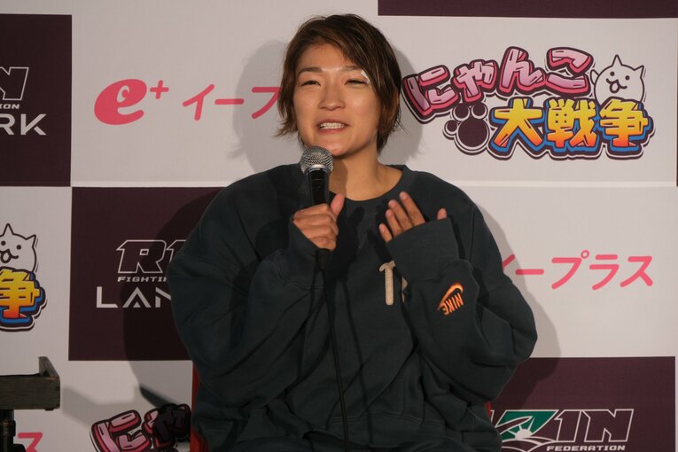 試合後のRENA。タフな試合の手応えを語った　©Norihiro Hashimoto