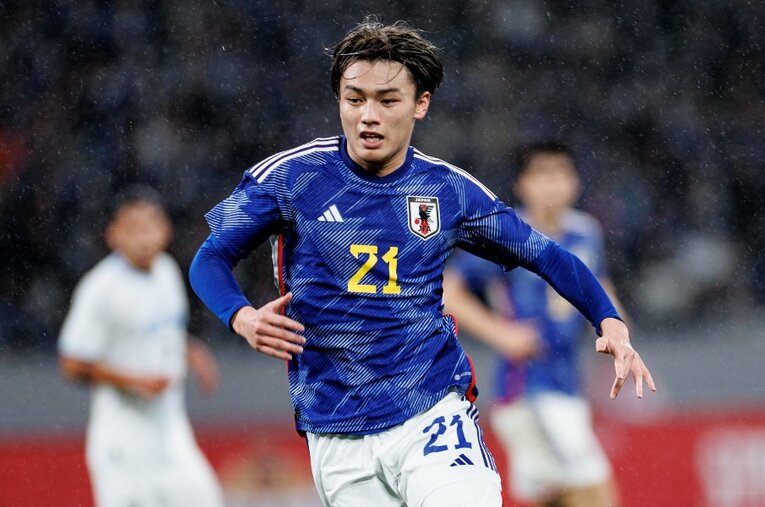 3月の代表戦で2試合続けて途中出場となった上田綺世。所属クラブで好調を維持するなか、FW陣の“序列争い”について率直な思いを語った ／ photograph by Kiichi Matsumoto/JMPA