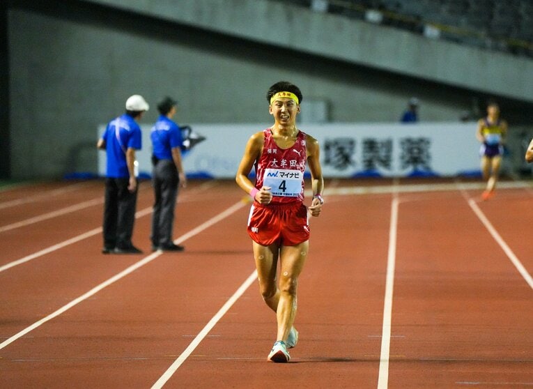 一時は先頭に出るなどインターハイでも積極的なレースを見せた佐々木　©Satoshi Wada