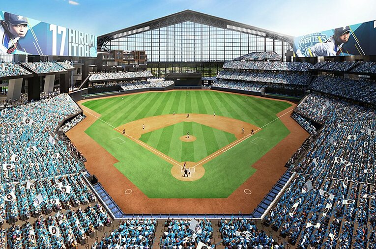 2023年春に開場する北海道日本ハムファイターズの新スタジアム「エスコンフィールドHOKKAIDO」のパース図　©ES CON FIELD HOKKAIDO