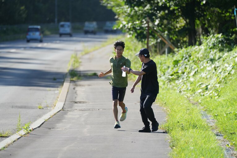 紋別合宿でひとり「山トレ」を敢行する工藤　©Satoshi Wada