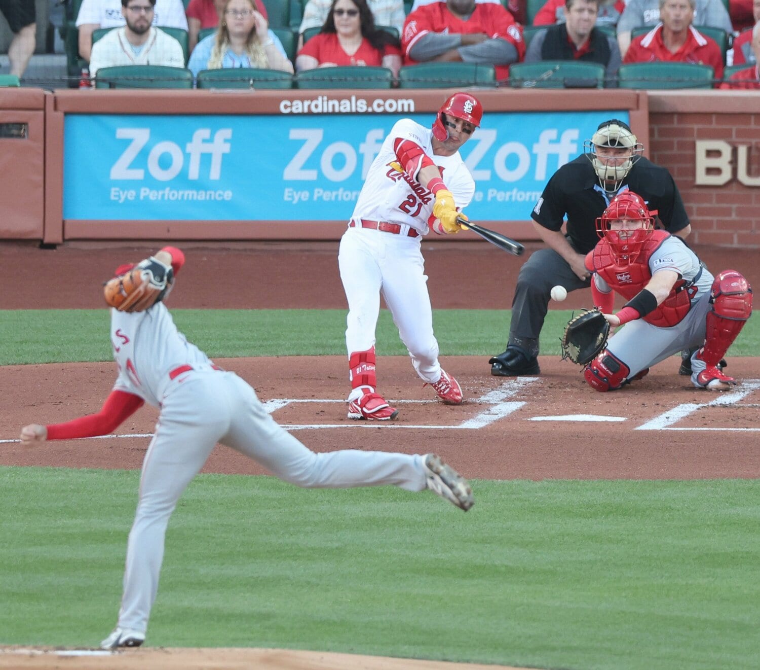 初対戦の打席（1回）でヌートバーを空振り三振にとった大谷　©JIJI PRESS