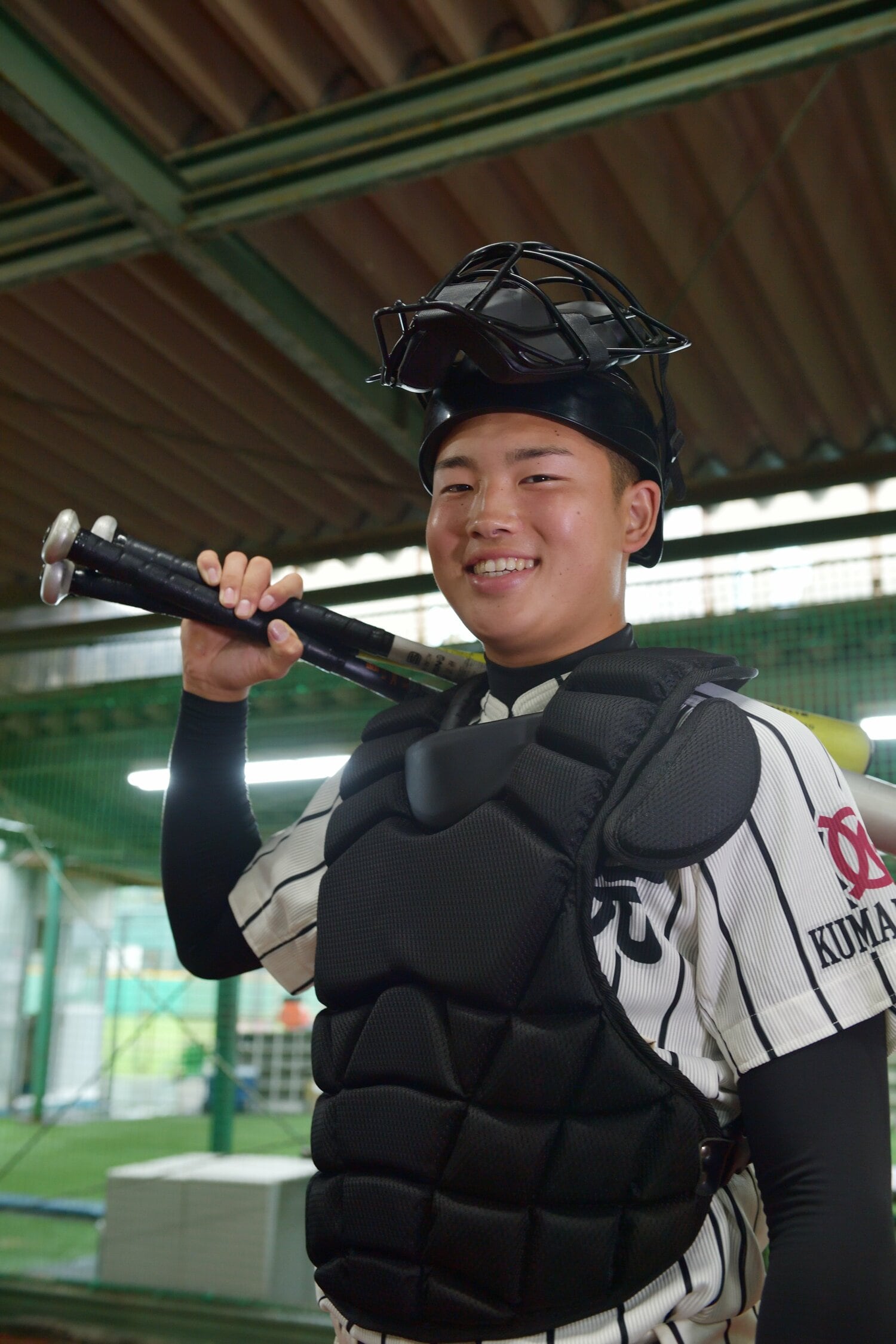 九州学院時代の村上宗隆。当時は捕手を本職としていた ©Hideki Sugiyama