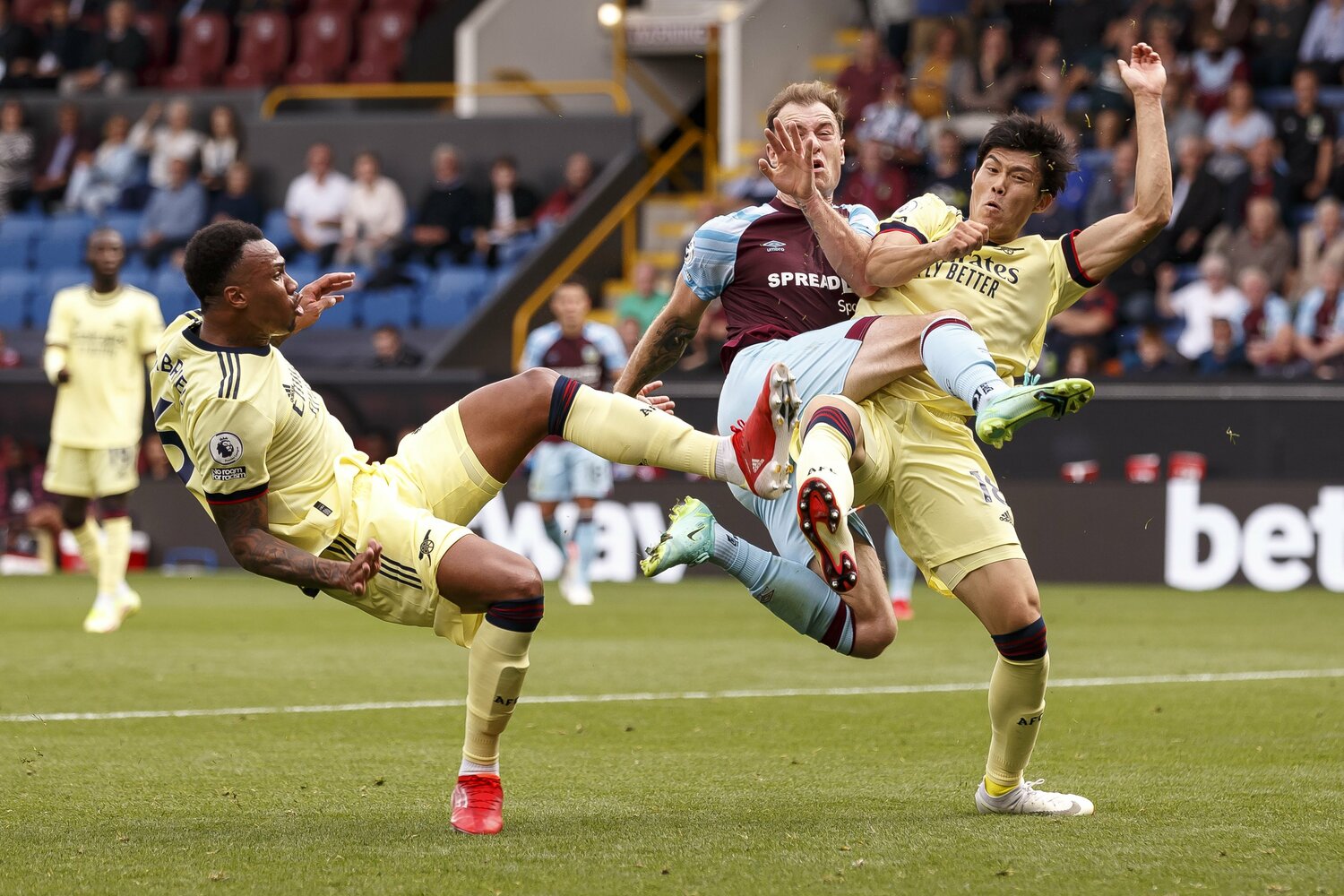 前半39分のシュートブロックシーン　©Getty Images