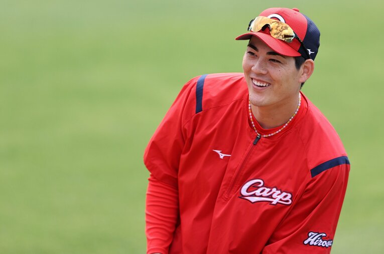 プロ10年目にしてキャリアハイの成績を狙わんばかりの九里。その表情は明るい ／ photograph by JIJI PRESS