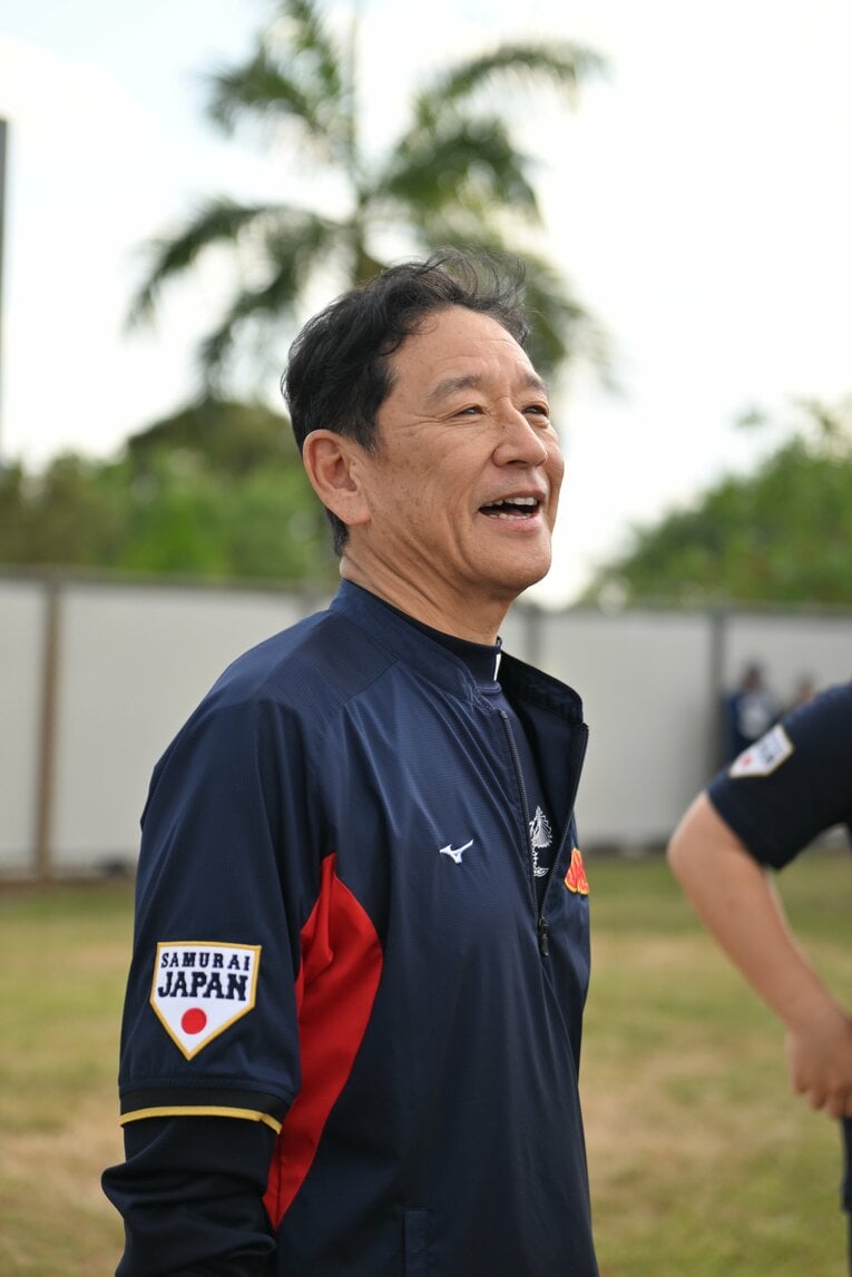 3大会ぶりの世界一に向けて米国マイアミで取材に応じる栗山監督 ©︎Naoya Sanuki