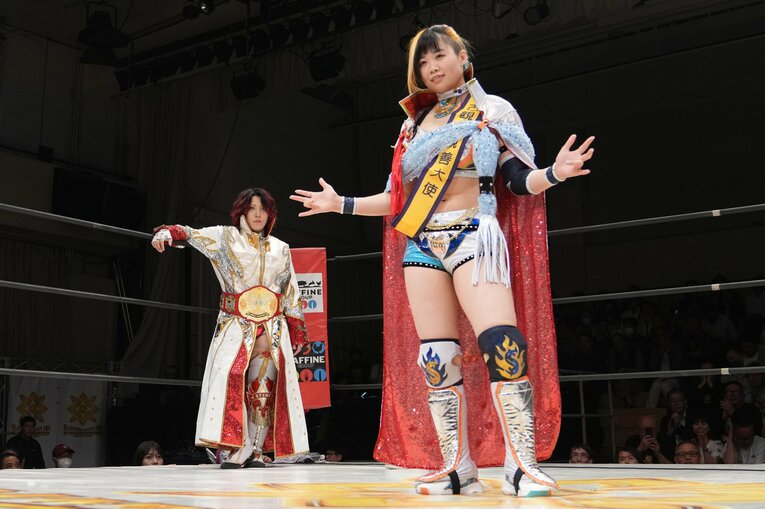 林下詩美のワールド王座に挑むことになったMIRAI　©Masashi Hara