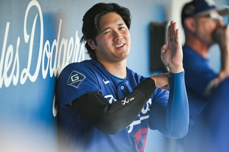 【Number現地撮影：大谷翔平の愛される日々】ドジャース再合流後の試合での大谷（写真は右に続きます）　©Nanae Suzuki