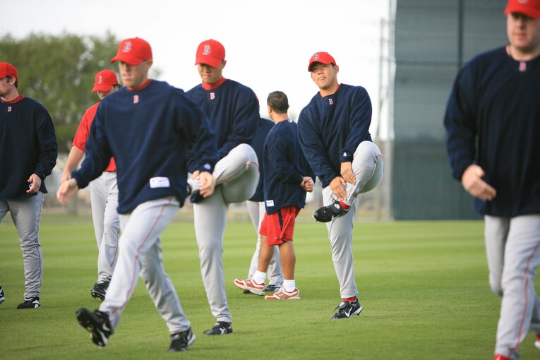 レッドソックス時代の松坂大輔、岡島秀樹（2007年）©︎Hideki Sugiyama