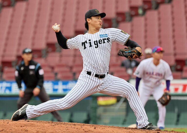 阪神から戦力外通告を受けた森木。写真は11月12日のトライアウトで　©Sankei Shimbun